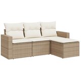 Maison Chic Seti vrtnega pohištva - Vrtna garnitura - Vrtni pohištvo set 4-delna z blazinami bež poli ratan, (21809356) | Shoptok.si