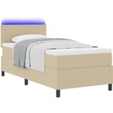 Box Spring Krevet s Madracem &amp LED Svjetlom Zeleno Sivo 100x200 cm Tkanina od Žoržeta | shoptok.hr
