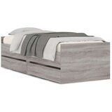 vidaXL Posteljni okvir s predali siva sonoma 90x200 cm | Shoptok.si