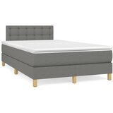 vidaXL Box spring postelja z vzmetnico LED temno siva 120x190 cm blago | Shoptok.si