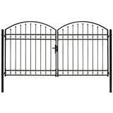 vidaXL dvostruka vrata za ogradu s lučnim vrhom čelik 300x175 cm crna | shoptok.hr