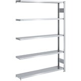 eurokraft pro Skladiščni sestavljiv regal, pocinkan, VxŠ 2000 x 1300 mm, s 5 jeklenimi policami, priključni regal, nosilnost police 175 kg, globina 30 | Shoptok.si