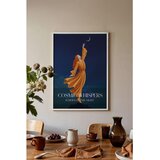 Wallxpert uramljena slika 115229, žena u narandžastoj haljini pruža ruku ka mesecu, 50 x 70 cm, beli ram Cene