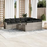 vidaXL 11-dijelni set vrtnih sofa poliratan s jastucima svijetlosivi | shoptok.hr