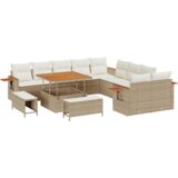 vidaXL 13-dijelni set vrtne sofe s jastucima bež poli ratan akacija, 3-dijelni set vrtne blagovaonice s jastucima bež poli ratan akacija | shoptok.hr