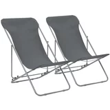 vidaXL Zložljivi stoli za na plažo 2 kosa jeklo in oksford blago sivi, (20659905)