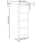  Klizna vrata Bijela i crna 83 x 232 cm Masivna borovina | shoptok.hr