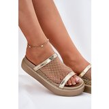 S. BARSKI Decorated women's sandals on a platform with mesh S.Barski MY51-016 gold | shoptok.hr