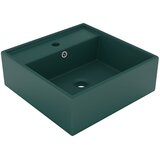  Luksuzni kvadratni umivaonik mat tamnozeleni 41x41 cm keramički | shoptok.hr