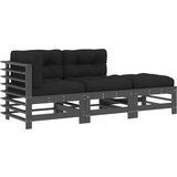 Maison Chic Seti vrtnega pohištva - Vrtna garnitura - Vrtni pohištvo set 3-delna z blazinami siv trden les, (21809478) | Shoptok.si