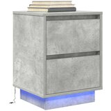  Noćni ormarić s LED svjetlima siva boja betona 38x34x50 cm | shoptok.hr