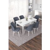 Hanah home nef - white, fume whitefume extendable dining table & chairs set (7 pieces) | ePonuda.com