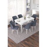 Hanah home Set Trpezarijski sto i 6 stolica Nef, Sivo-bijela | Eponuda.ba