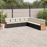 vidaXL 9-dijelni set vrtnih sofa s jastucima crni od poliratana | shoptok.hr