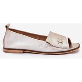 Zazoo Leather Elegant Ballerinas With Open Toes 1865 Gold Distressed | Shoptok.si