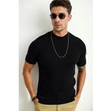 Dewberry 33307 Mens Crew Neck Short Sleeve Thin Knit Sweater-BLACK | shoptok.hr