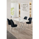 Hanah home Vals - White, Chrome, Anthracite WhiteChromeAnthracite Dining Table & Chairs Set (5 Pieces) | ePonuda.com