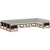 vidaXL Zunanja garnitura za sedenje 10 pcs Naravna in svetlo siva, (5000281073) | Shoptok.si