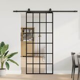 vidaXL Klizna vrata s priborom crna 90 x 205 cm od ESG stakla | shoptok.hr