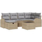 vidaXL 7-dijelni set sofa za vrt s jastucima, Bež, Poly Ratan, 2-sjedalna vrtna sofa s pohranom i jastucima, Bež, Poly Ratan | shoptok.hr