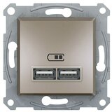 Schneider Electric Asfora USB vložek za vtičnico (Bronasta, 2-krat, Podometna montaža, Plastika) | Shoptok.si