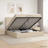  Krevet od pjene s madracem i LED-om Krem 200 x 200 cm Tkanina - Krem 200 x 200 cm Dizajn linija | shoptok.hr