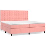 The Living Store Box spring postelja z vzmetnico roza 200x200 cm žamet - Box Spring Postelja, (21488775) | Shoptok.si