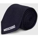 Moschino Svilena kravata mornarsko modra barva