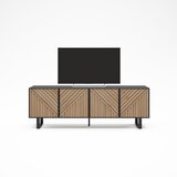 Marckeric Črna/naravna TV omarica v hrastovem dekorju 161x55x35 cm Alana – | Shoptok.si