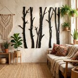 Wallxpert metalni zidni ukras 5536, stabla breze, 5 delova, 120 x 120 cm, crni Cene
