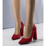 Gemre Red glitter block heel pumps Belle | Shoptok.si