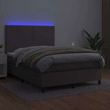  Box spring postelja z vzmetnico LED siva 140x190cm umetno usnje, (20894953) | Shoptok.si