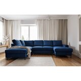 Miuform Temno modra raztegljiva kotna sedežna garnitura iz rebrastega žameta (levi kot) Lofty Lilly – | Shoptok.si