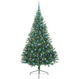 vidaXL Umjetna preddekorirana božićna jelka Zelena 240 cm PVC | Shoptok.si