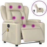 vidaXL Električni masažni naslanjač krem umetno usnje | Shoptok.si