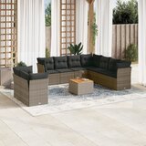 vidaXL 10-dijelni set vrtnih sofa od poliratana s jastucima sivi Cijene
