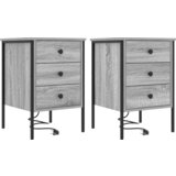 vidaXL Nočna omarica 2 pcs Siva sonoma 42 x 41 x 61 cm Konstruiran les | Shoptok.si