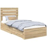 vidaXL Konstrukcija postelje Sonoma hrast in srebrna 75 x 190 cm, (5000102969) | Shoptok.si