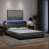 Maison Chic Posteljni okvir - Dvoposteljna postelja - Zakonska postelja z LED brez vzmetnice svetlo siv 160x200cm blago, (21696975) | Shoptok.si