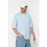 Trendyol Light Blue Men's Oversize/Wide Cut Basic 100% Cotton T-Shirt Cene