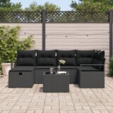 vidaXL 7-dijelni vrtni kauč set s jastučićima crni ratan | shoptok.hr