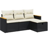  4-dijelni set vrtnih sofa od poliratana s jastucima crni | shoptok.hr