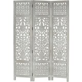 Sobna Ročno izrezljan paravan 3-delni siv 120x165 cm trden mangov les, (20984119) | Shoptok.si