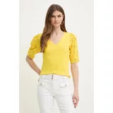 Morgan Kratka majica DPALM ženska, rumena barva, DPALM