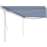 vidaXL Ročno zložljiva tenda s stebrički 5x3,5 m modra in bela | Shoptok.si
