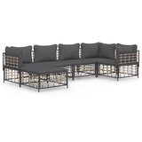 The Living Store Vrtna garnitura 6-delna z blazinami antracit poli ratan - Vrtna Sedežna Garnitura, (21461261) | Shoptok.si