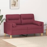 vidaXL Kavč dvosed z blazinami vinsko rdeč 120 cm blago Cene