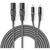 Nedis COTH15210GY30 Balansirani audio kabl 2x XLR 3-Pin muski na 2x RCA muski, 3m, PVC, Dark Grey Cene