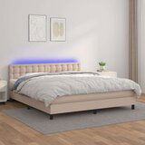  Box spring postelja vzmetnico LED kapučino 180x200 cm um. usnje, (20901765) Cene