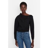 Trendyol Black Collar Rib and Zipper Detail Thick Fleece Knitted Sweatshirt Cene